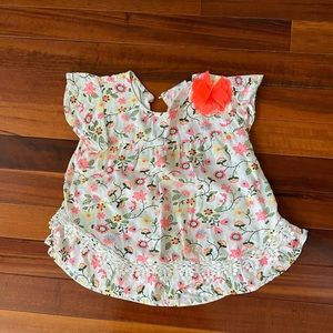 Floral shirt sleeve toddler girls top
